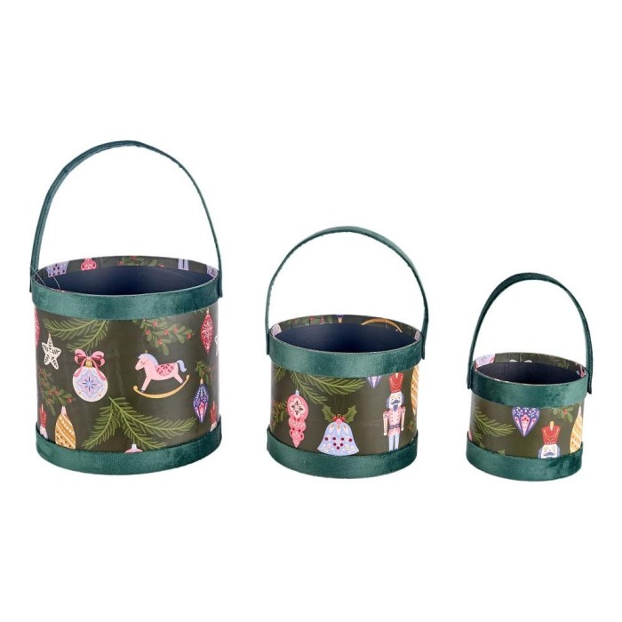 SET 3 CESTI H.22 CM. VERDE SCURO